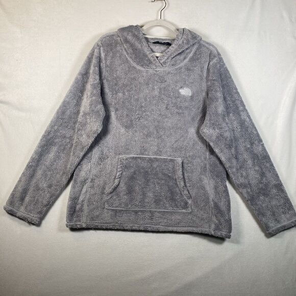 The North Face Women’s XL Gray Sherpa Fleece Hooded Sweatshirt Kangaroo Pocket - Picture 1 of 12